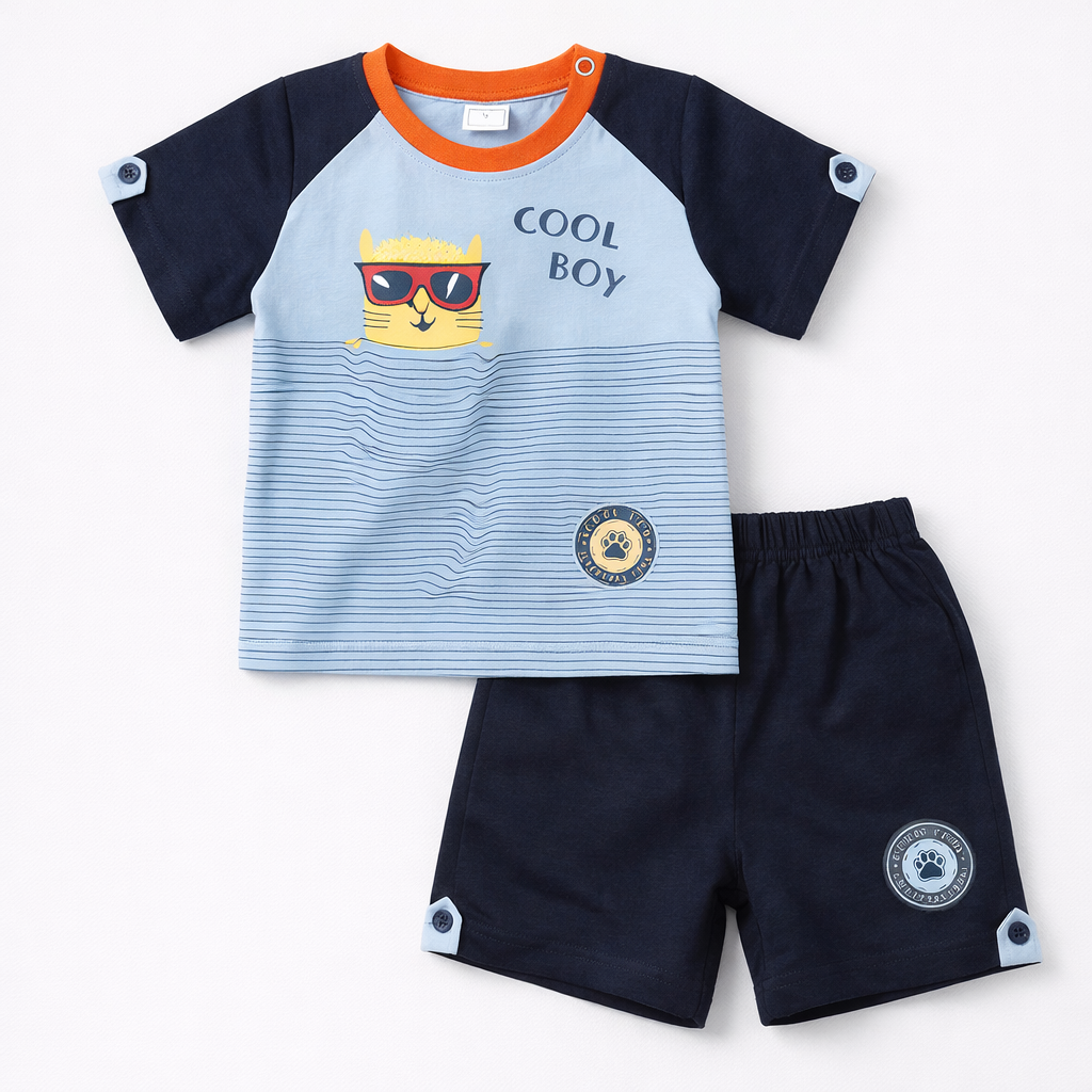 Cool Boy Printed T-Shirt with Shorts Set for Kids