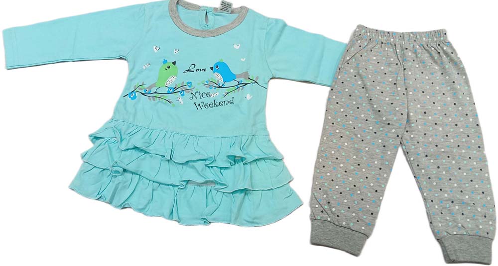 Cucumber Girls Mint Green Frill Printed A-Line Dress