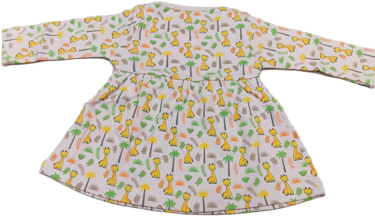 Cucumber Girls Full Sleeves Cotton Knee Length Casual Frock - Light Pink