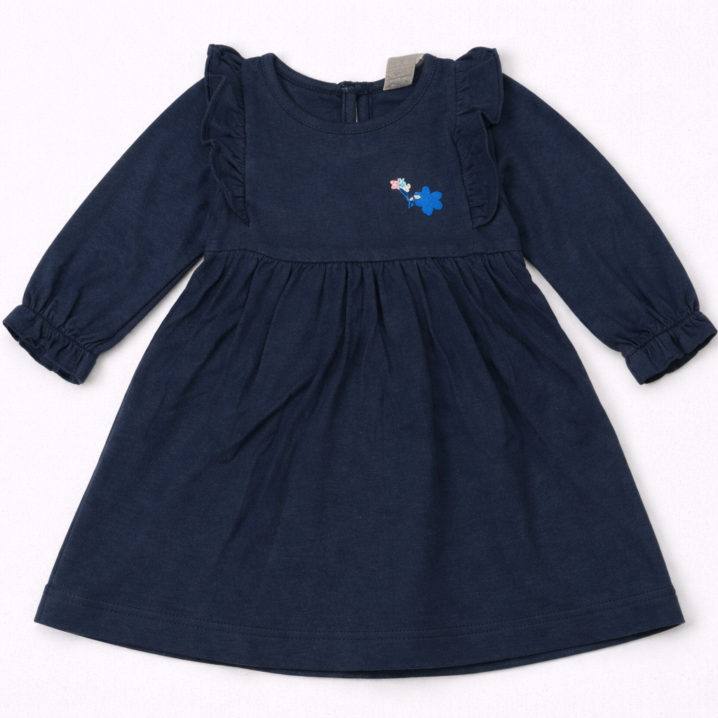 Zero Full Sleeves Frock - Blue