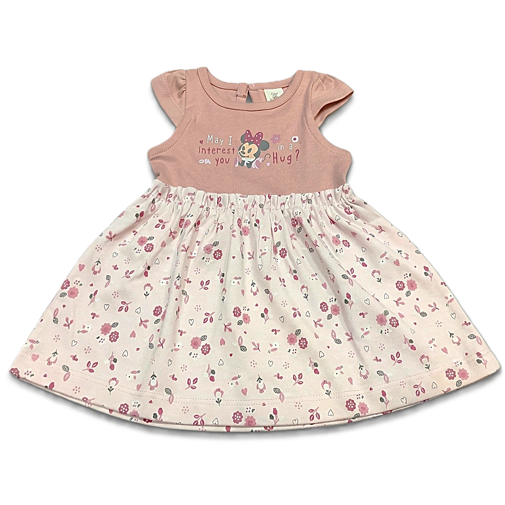 Baby Girls Floral Print A-Line Dress - Peach