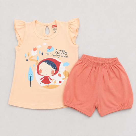 Baby Girls Printed Top & Shorts Set Cotton Casual Summer Outfit