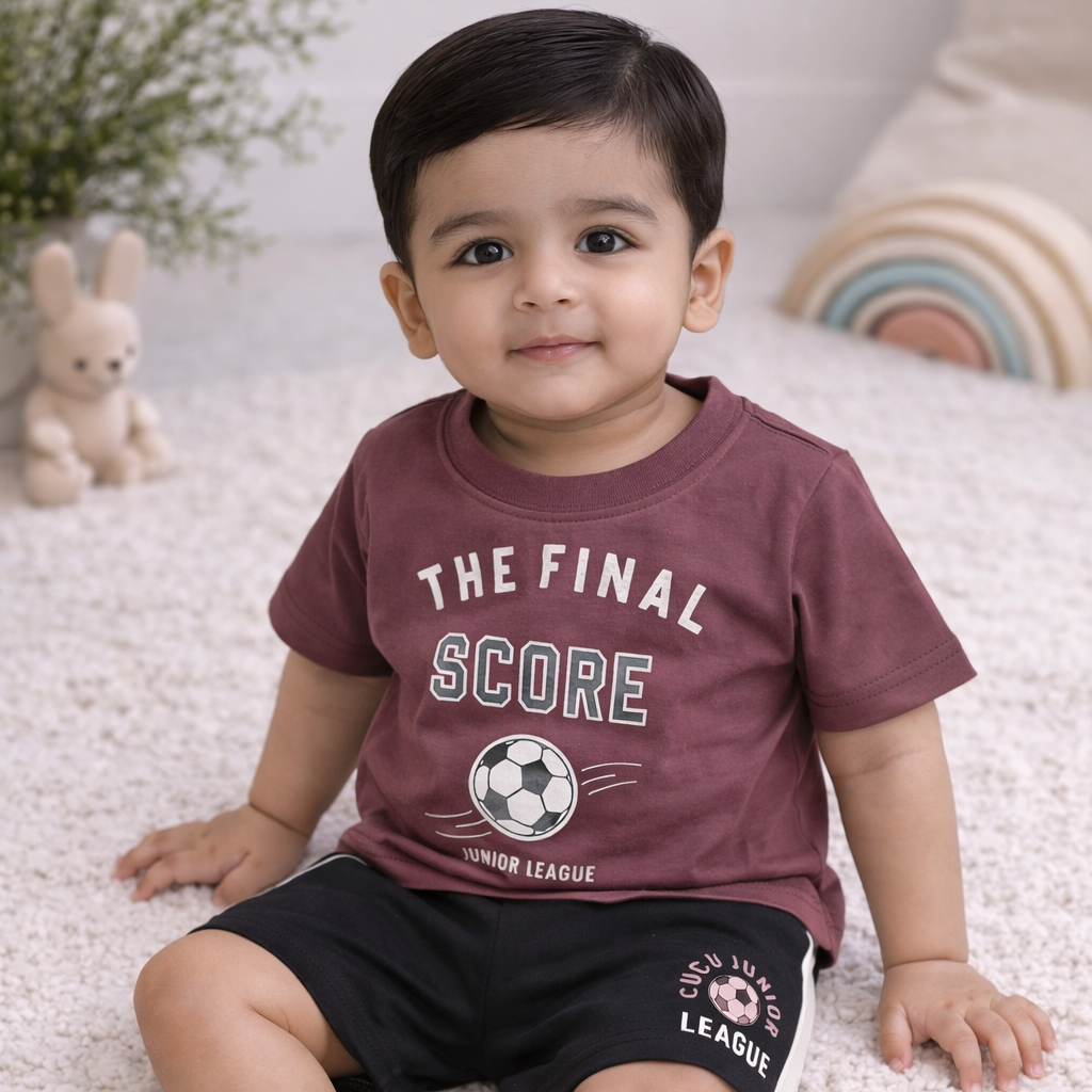Cucumber Baby Boys Soccer Print T-Shirt & Shorts Set Cotton Sports Outfit - Cutypi