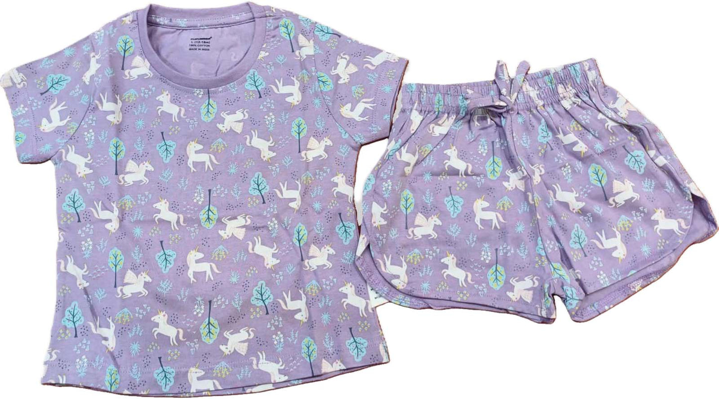 Kids T-Shirt | Top Hot Pant set for Girls - Purple