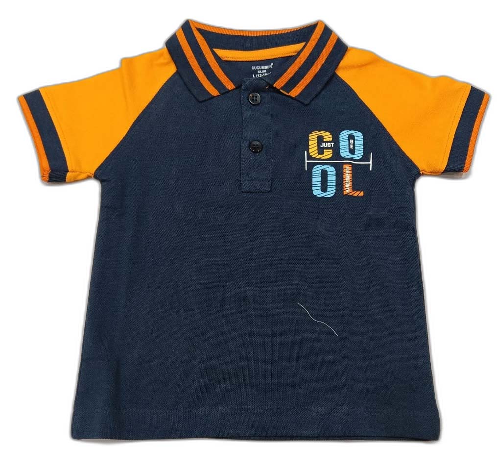 Cucumber Baby Boys Varsity Polo Collar T-Shirt Half Sleeve Cotton - Cutypi