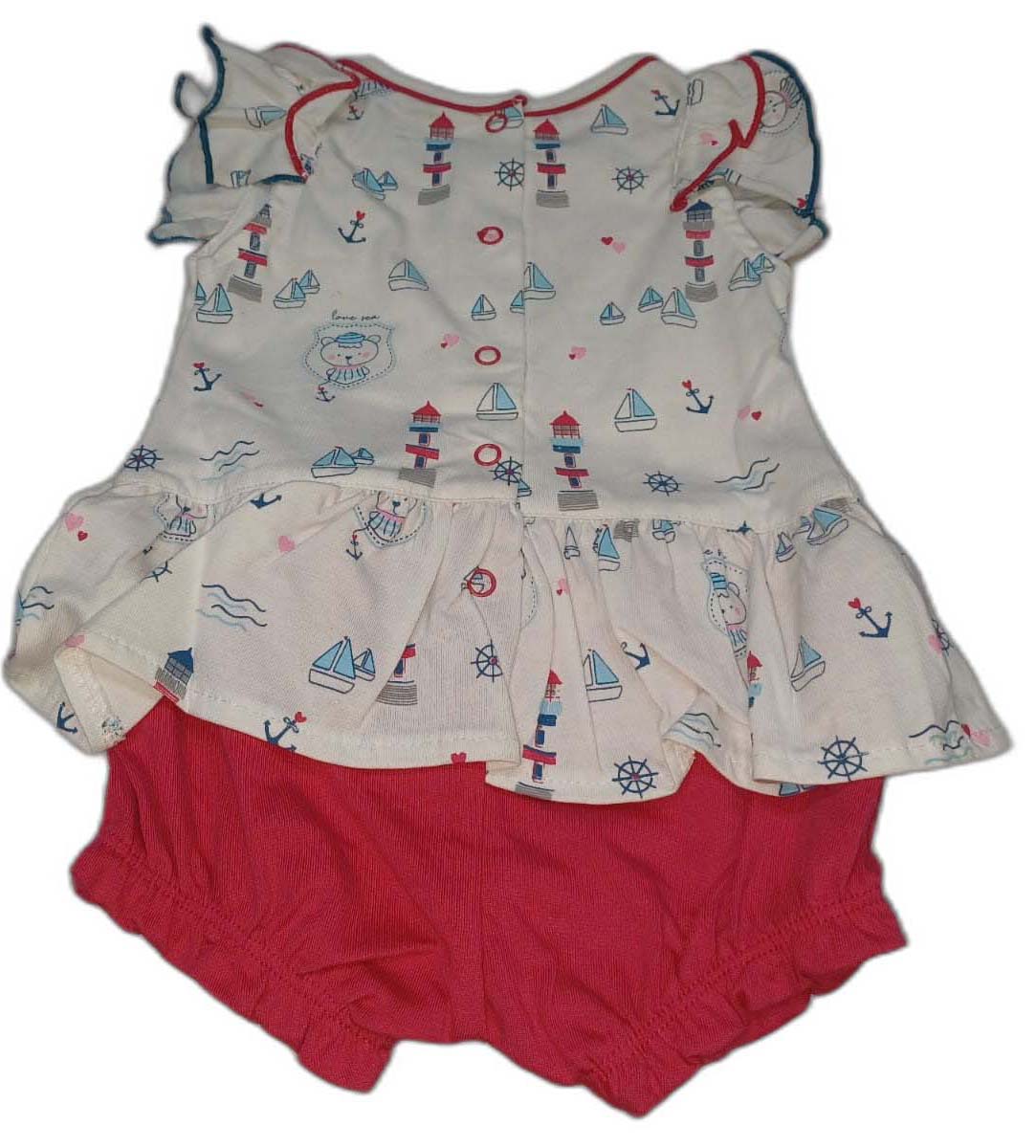 Baby Girls White & Red Printed Knitted Cotton Bodysuits