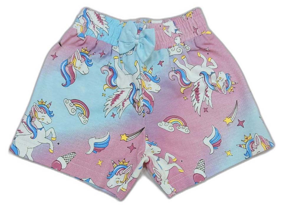 Infant Unicorn printed Top with short - Sky Blue