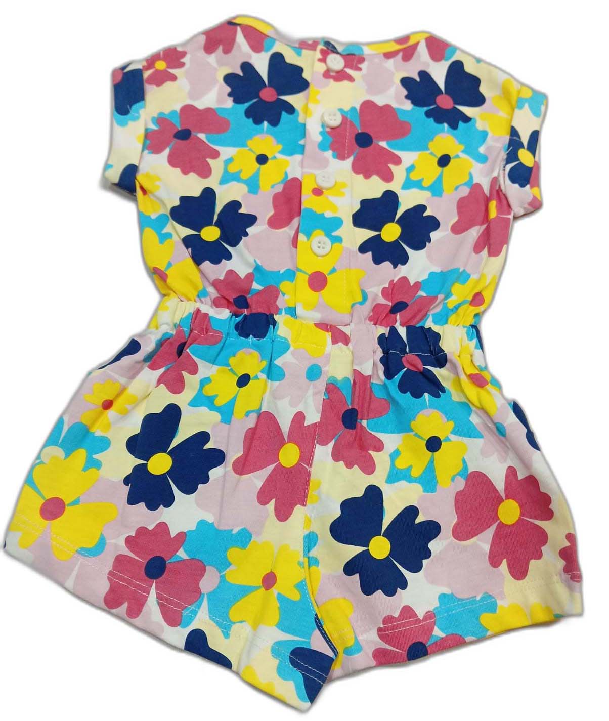 Floral Print Baby Girls Jumpsuit - Yellow