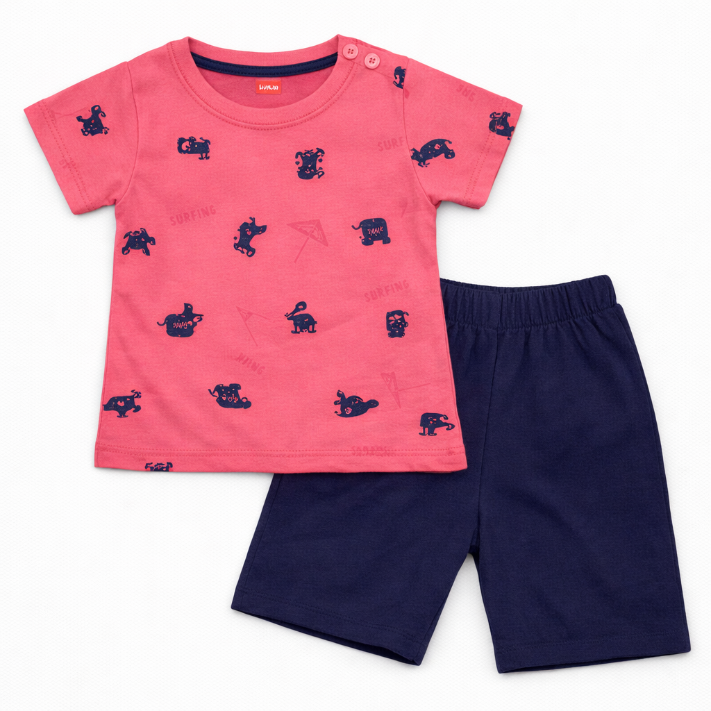 Luvlap Baby Boys Printed T-Shirt & Shorts Set Soft Cotton Summer Outfit - Cutypi
