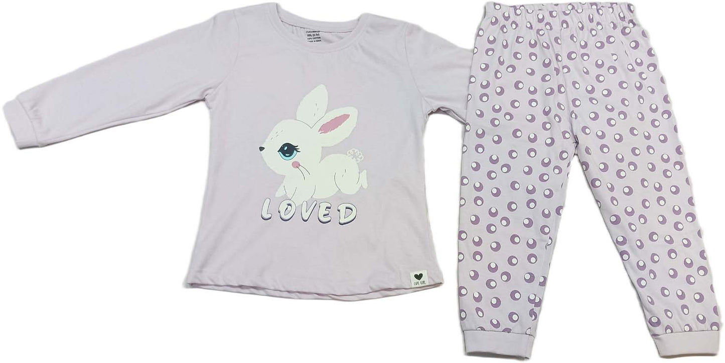 CUCUMBER Girl Sinker Full Sleeves Suit with Adorable Print - Purple