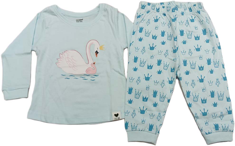 Buy Girls Unicorn printed Full Sleeves Top with Leggings - Sky Bue