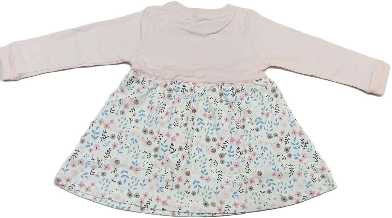 Cucumber Girls Full Sleeves Printed Frock - Pink
