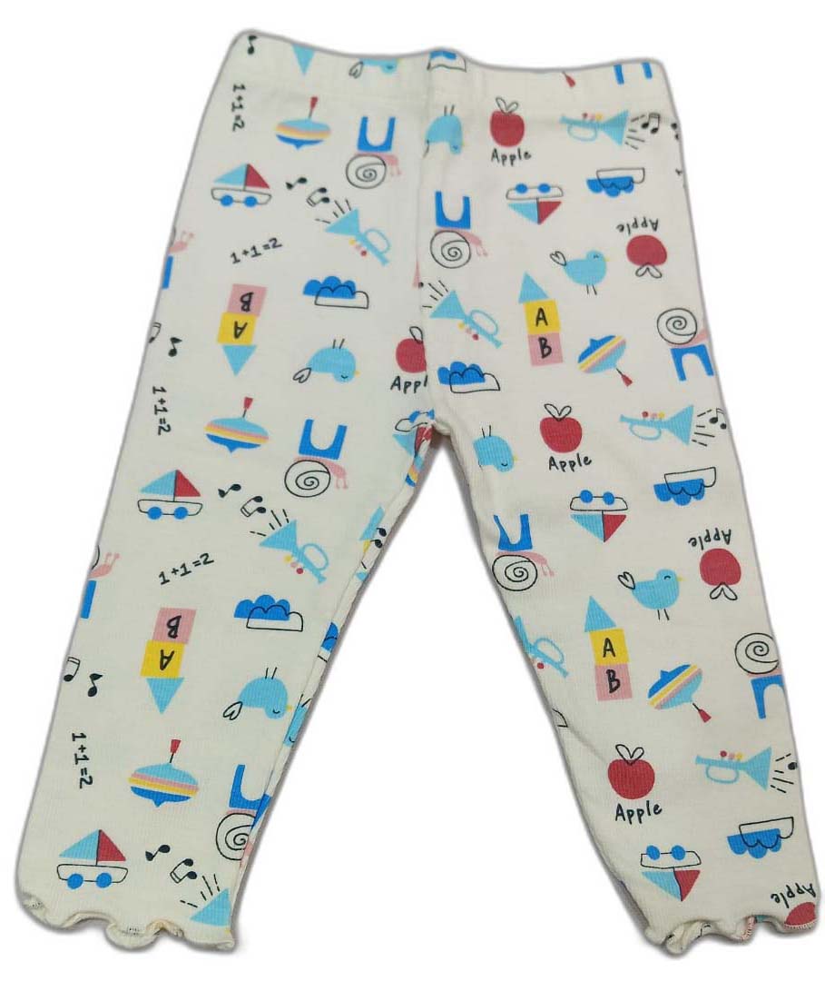 Cucumber Girls Full Sleeves Woodland Print Dress Frock With Leggings - off White