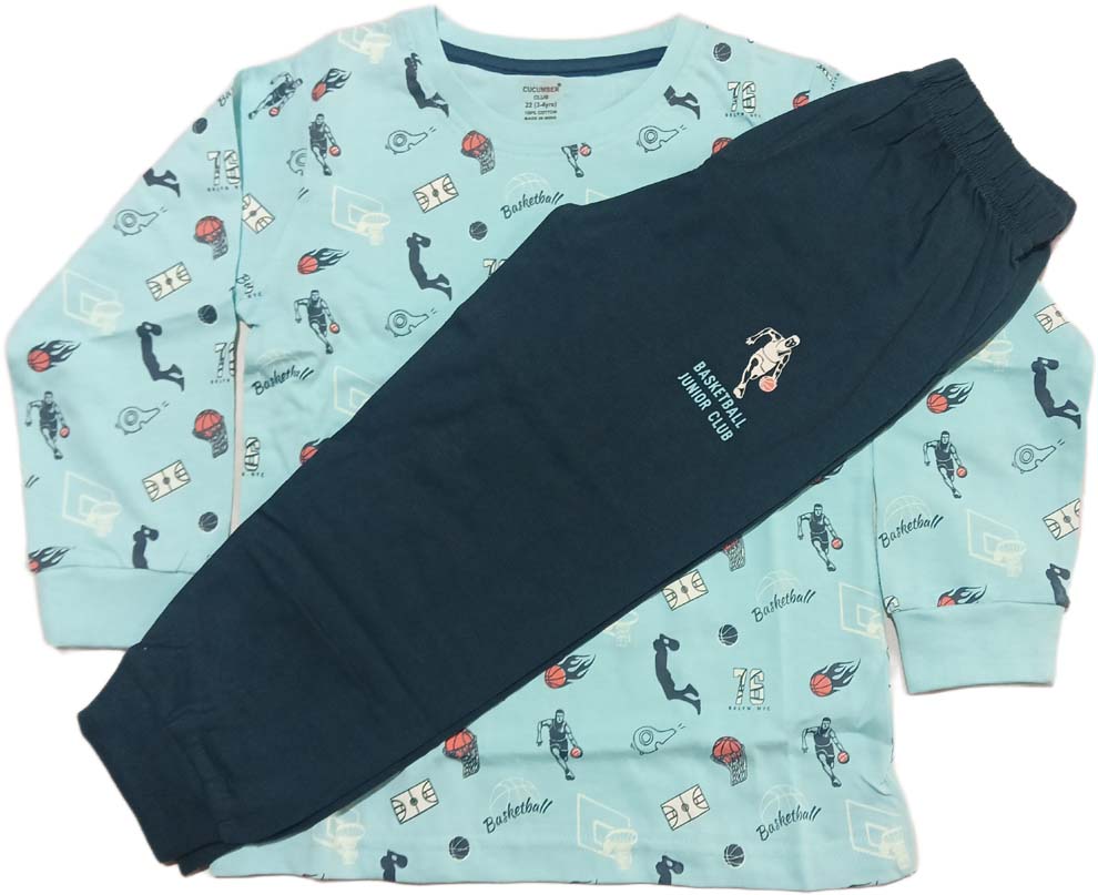 Cucumber Baseball theme print Full Sleeves Suit - Sky Blue