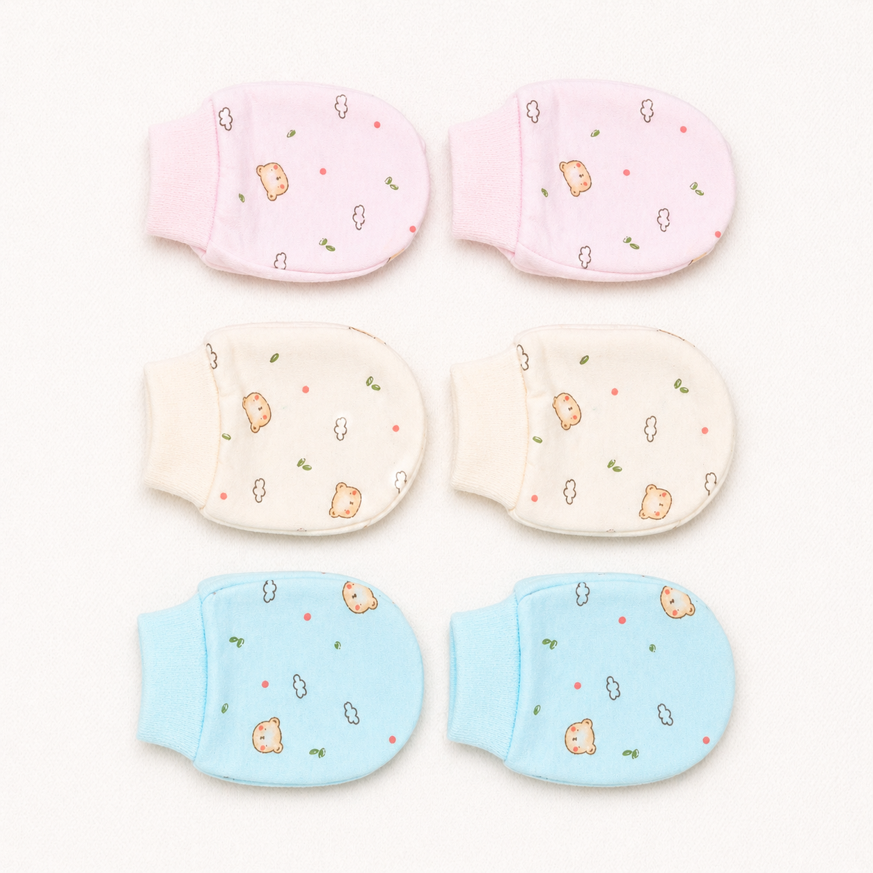 Newborn Baby Cotton Mittens Set Pack of 3 Soft Printed- Cutypi