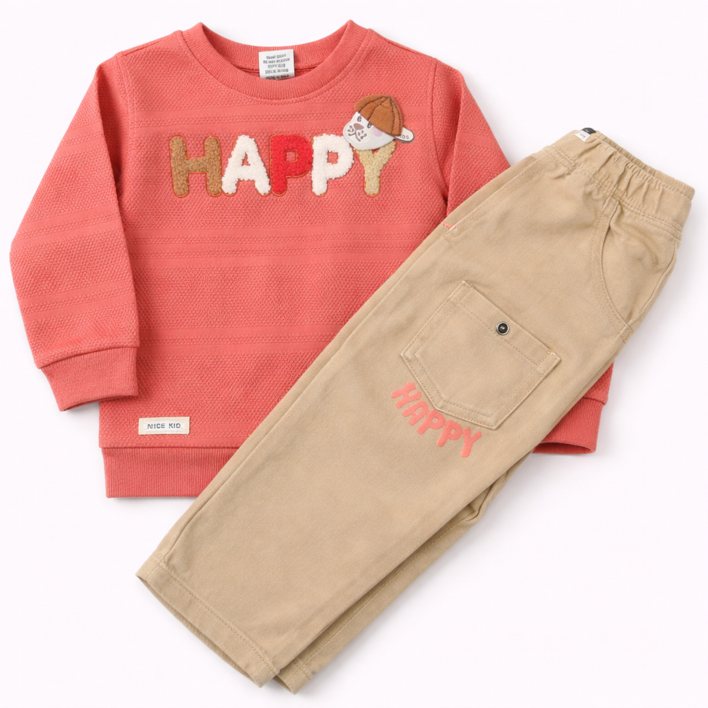 Boys Outfit Set – Full Sleeves T-Shirt & Thick Cargo Pants