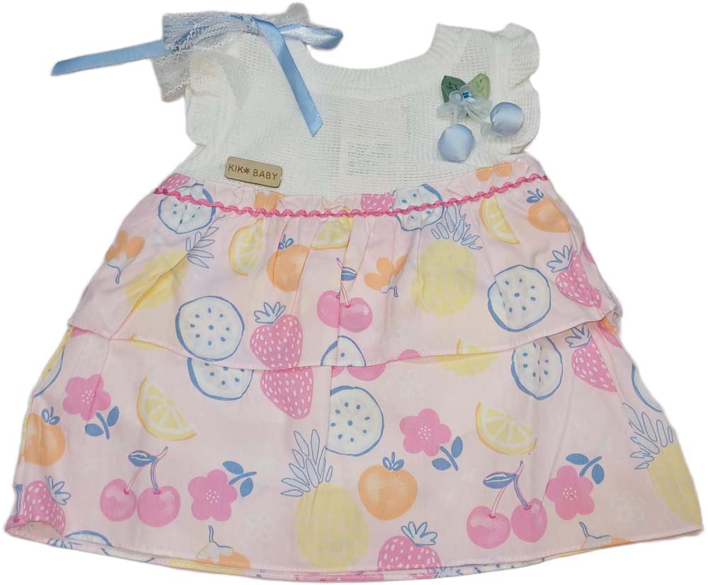 Kiko Baby Girl Sleeveless Party Frock Pink and white