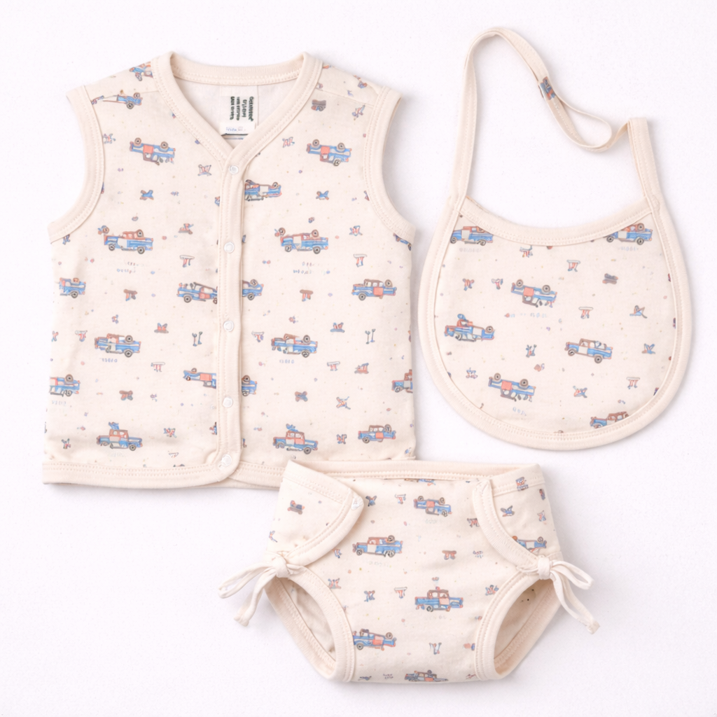 Cucumber Baby Out of This World Car Print Blue Clothing & Bib Set - Cutypi