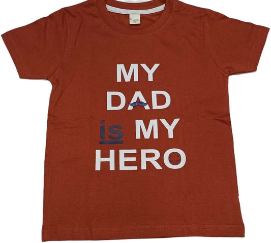 Cotton Half Sleeves My Dad Is My Hero Text Printed T-Shirt with Short Set