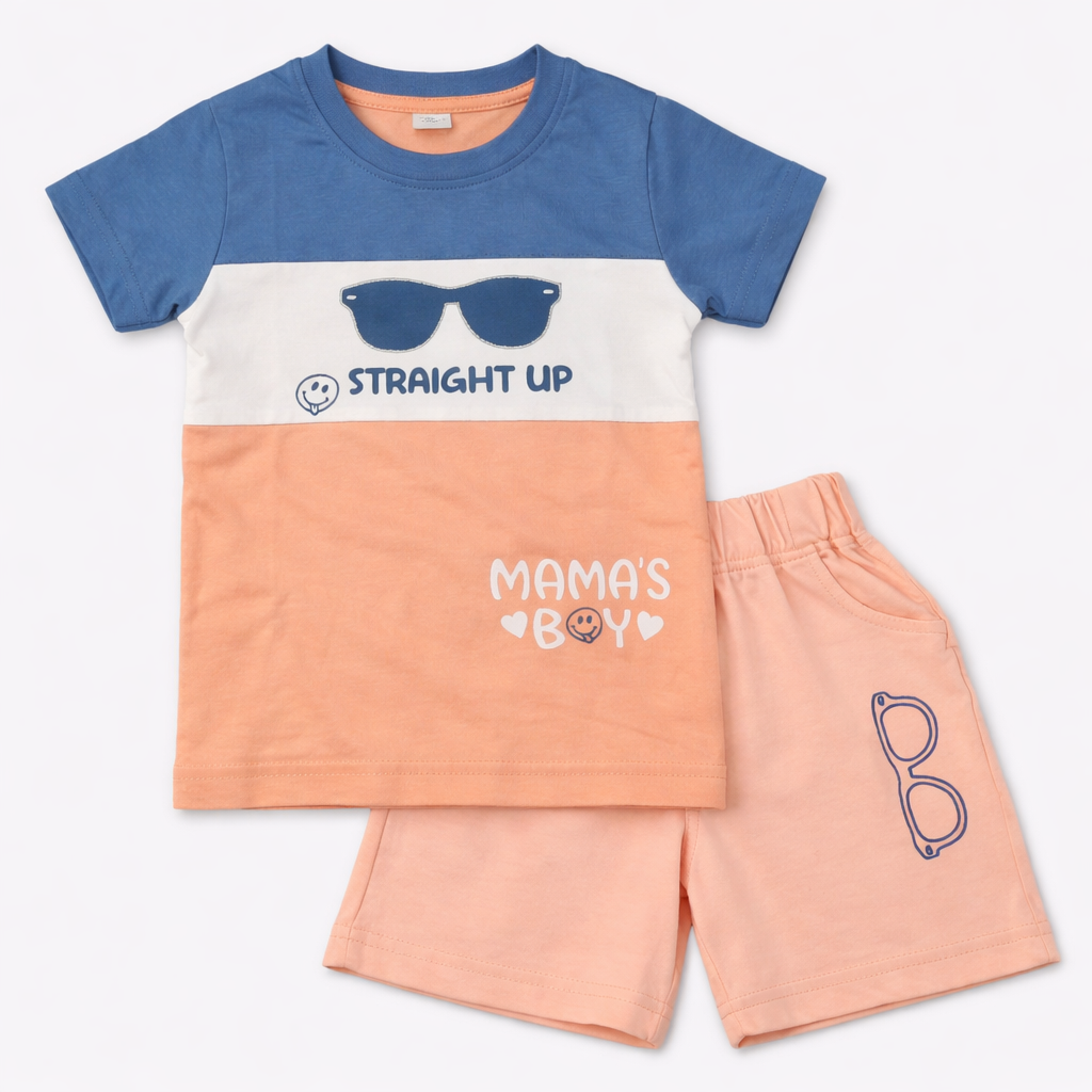 Boys Colourblock T-Shirt & Shorts Set