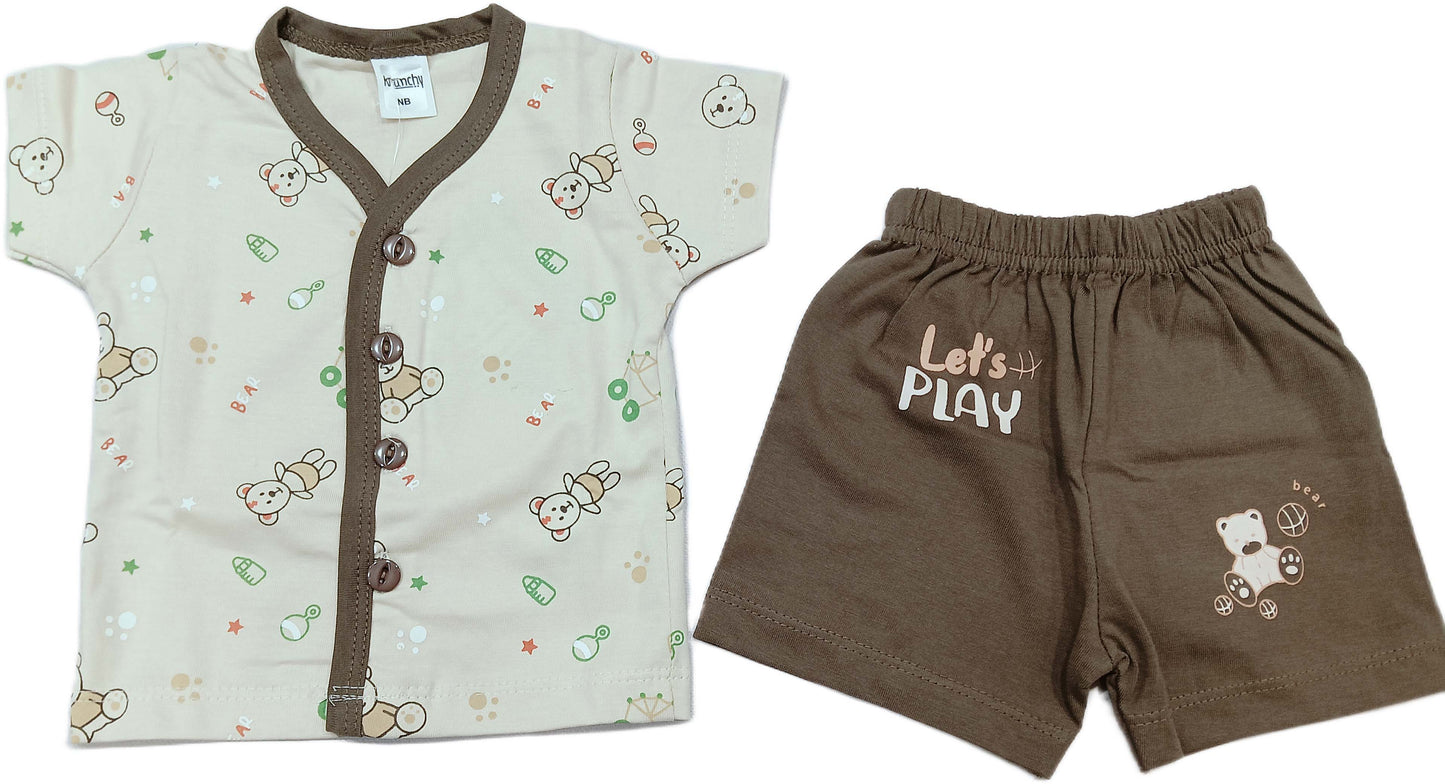 Newborn Printed Front open top with short