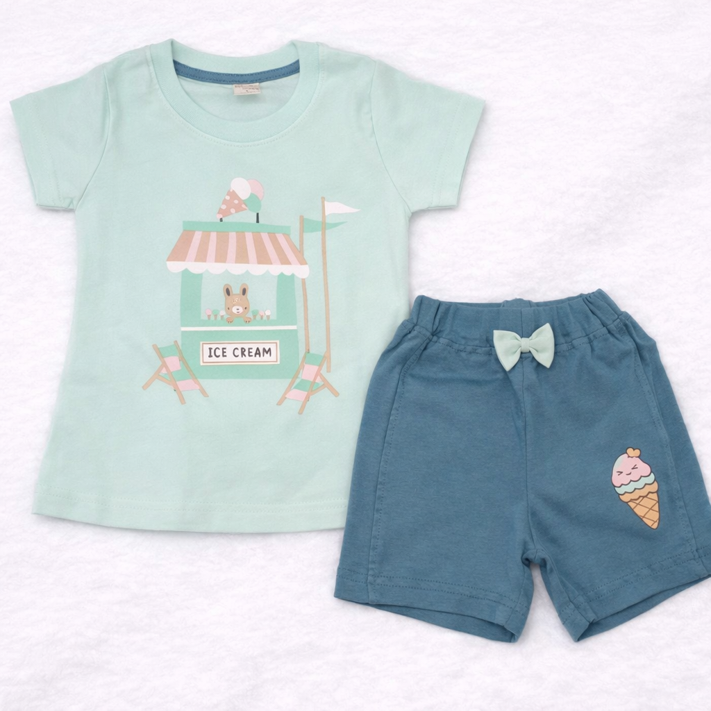 Krunchy Krunchy Girl Top Short Set Mint - Cutypi