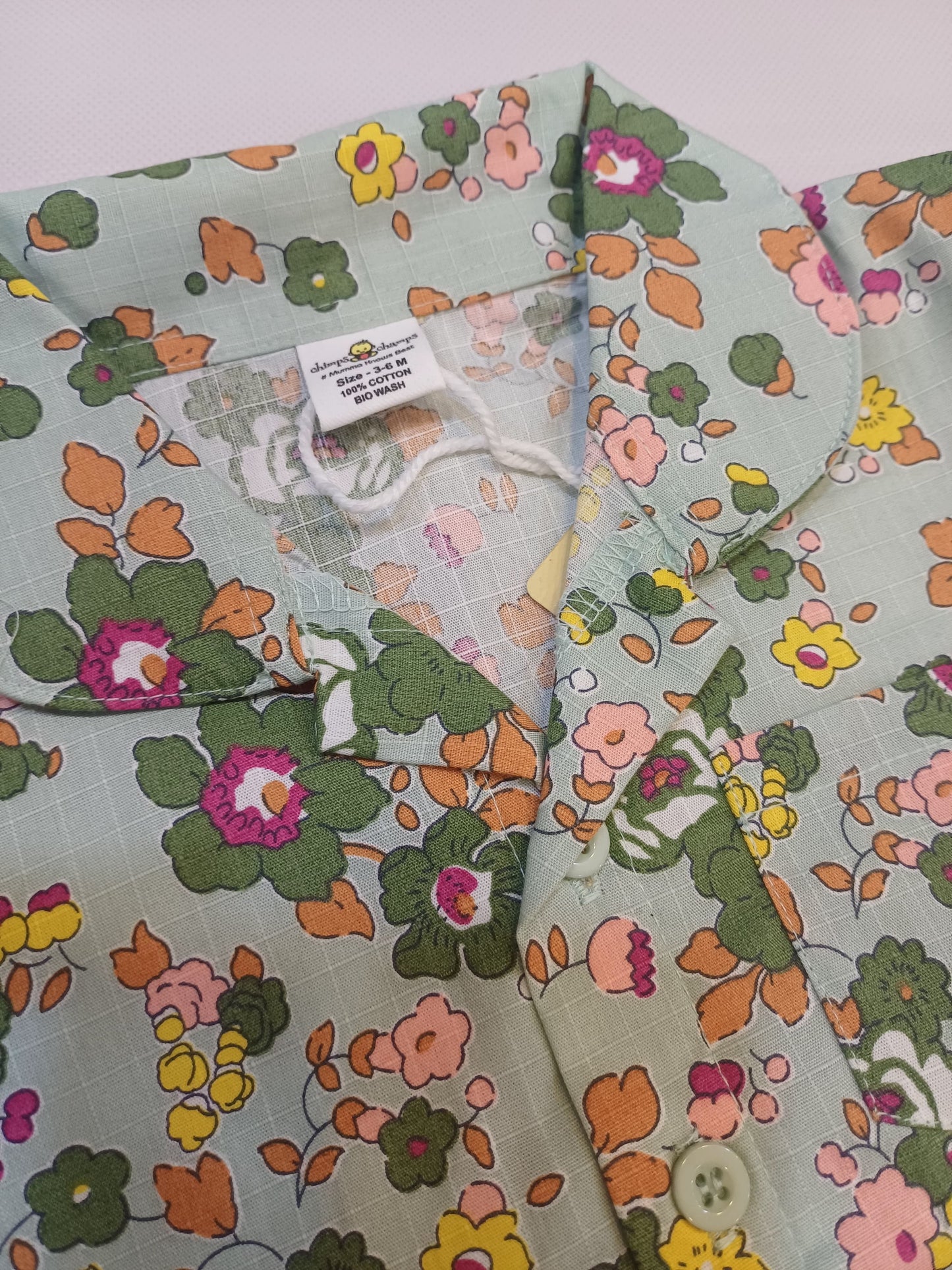 Baby Girl Floral Half Sleeves Top with Short - Green