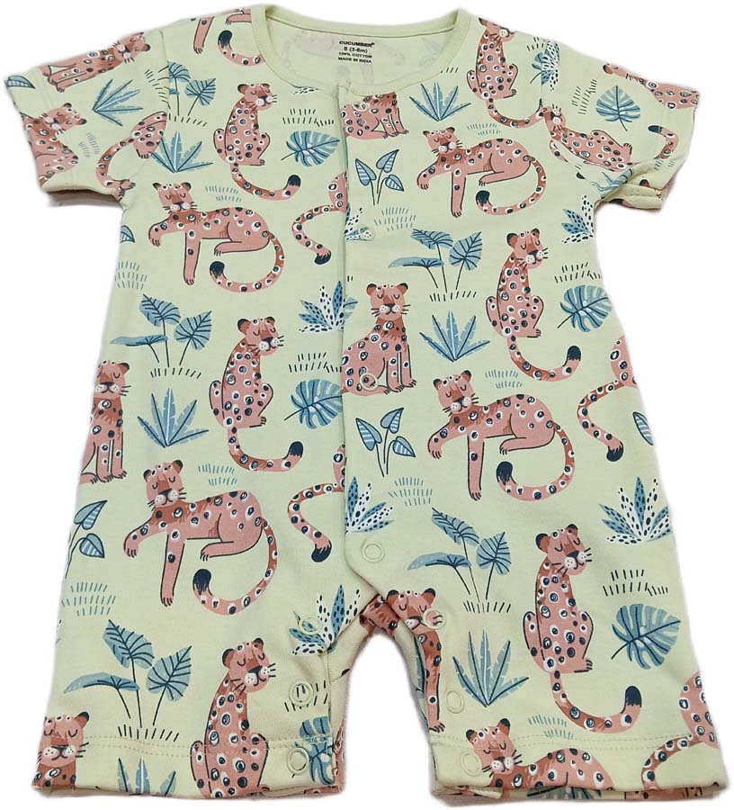 Cucumber Baby Printed Half Sleeves Romper light yellow - Cutypi