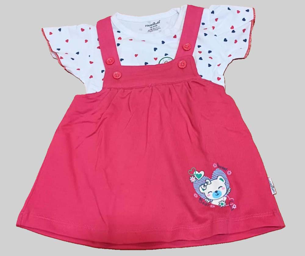 Baby Girl Dungaree Type Frock Rose Pink