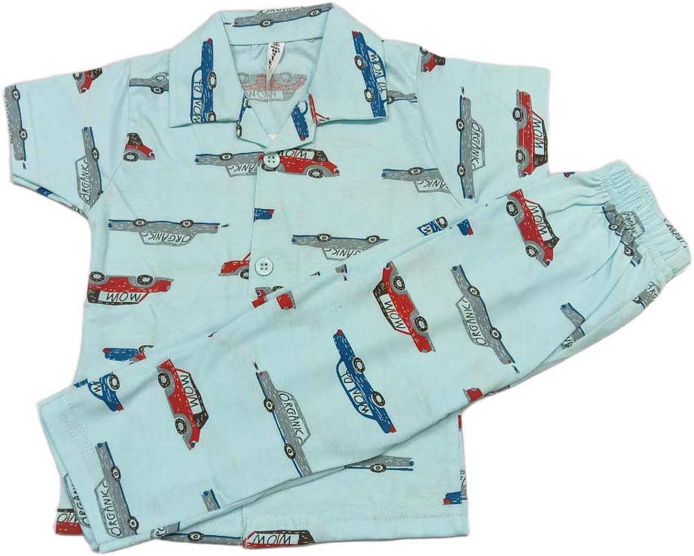 Baby Printed Half Sleeves Romper light blue