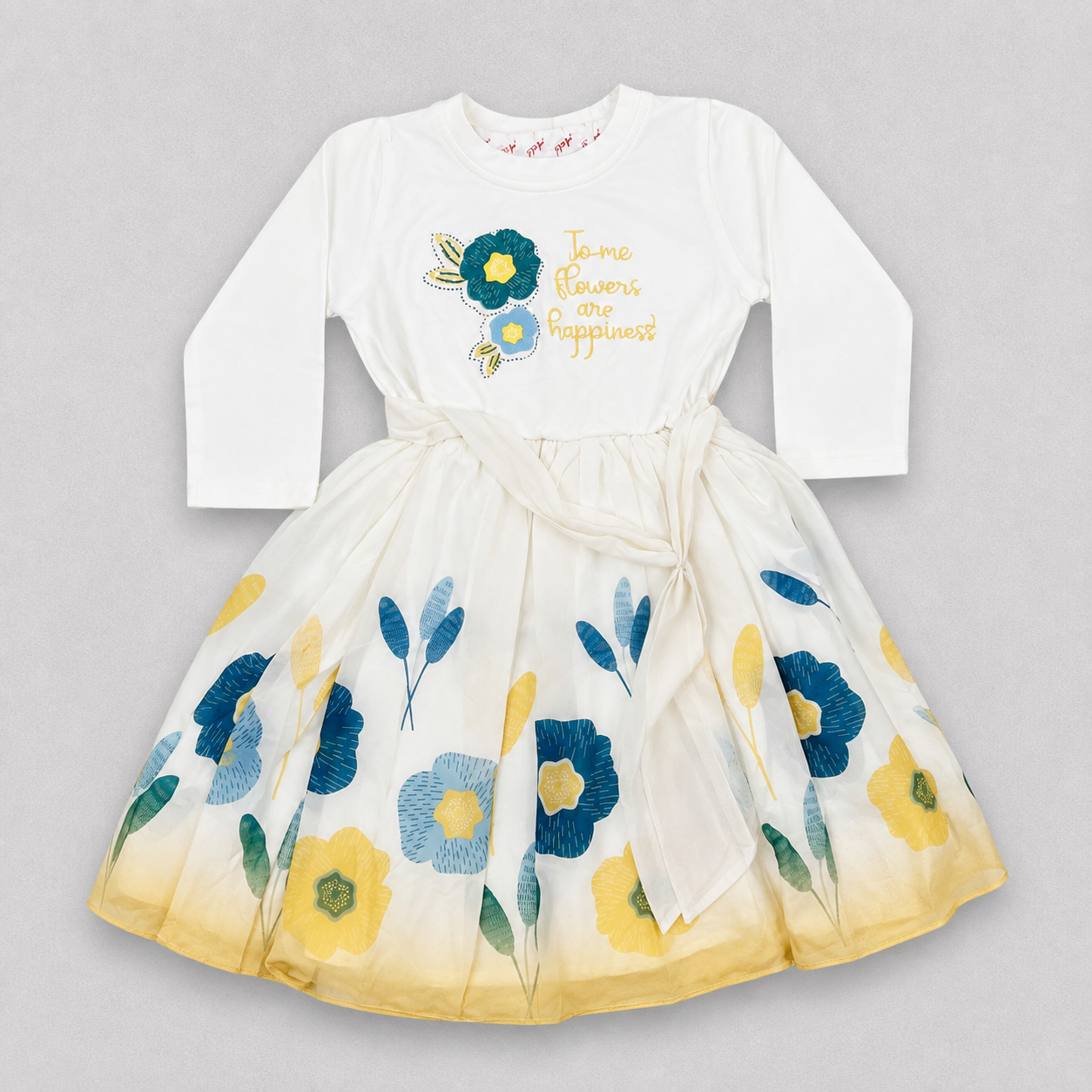 Girls White Floral Printed Party Wear Dress – Cute & Elegant Style