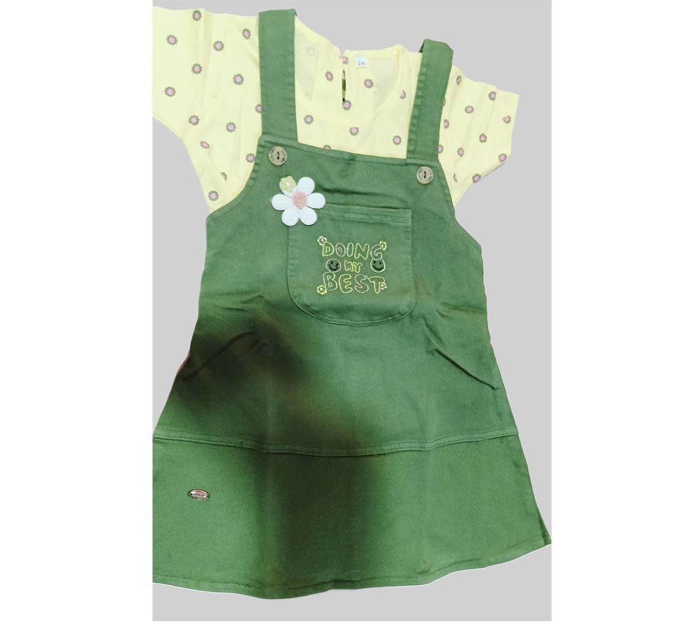 Dungaree For Baby Girls Round Neck Half Sleeve Dress