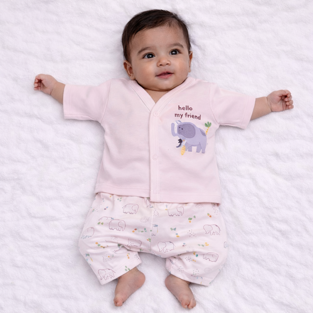 Zero Newborn Cotton Top & Bottom Set for Baby Boys & Girls – Pink - Cutypi