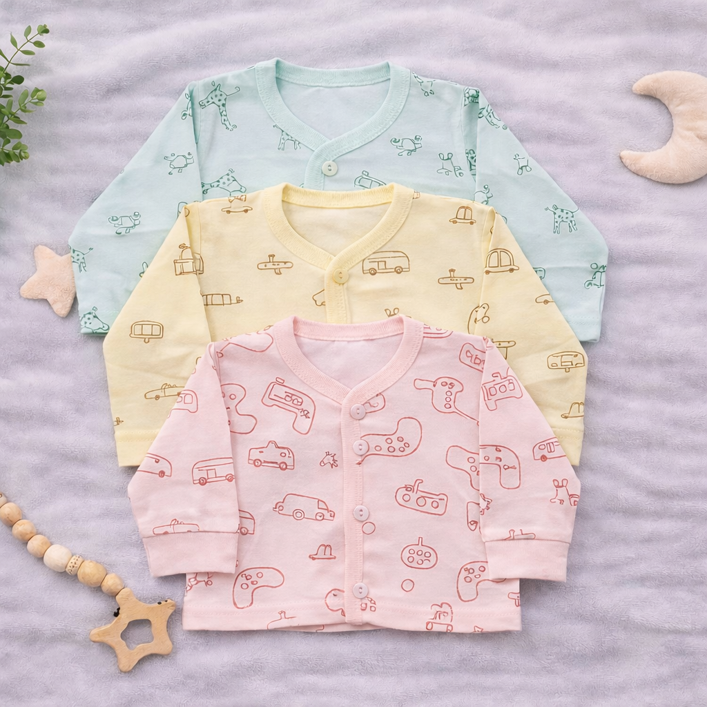 Zero Zero Newborn Soft Cotton Top for Baby Boys & Girls – Set of 3 - Cutypi