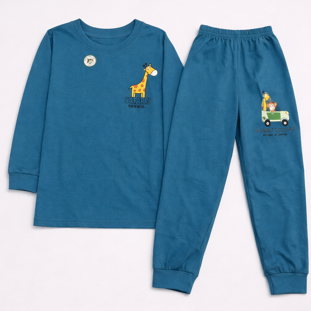 Cutypi Safari Friends Kids Co-Ord Set – Full Sleeve Cotton T-Shirt & Jogger Pants - Cutypi