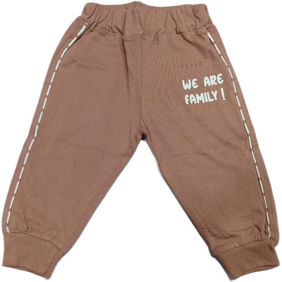 Kids Cotton Full Sleeves Striped T-Shirt with Pant - Brown