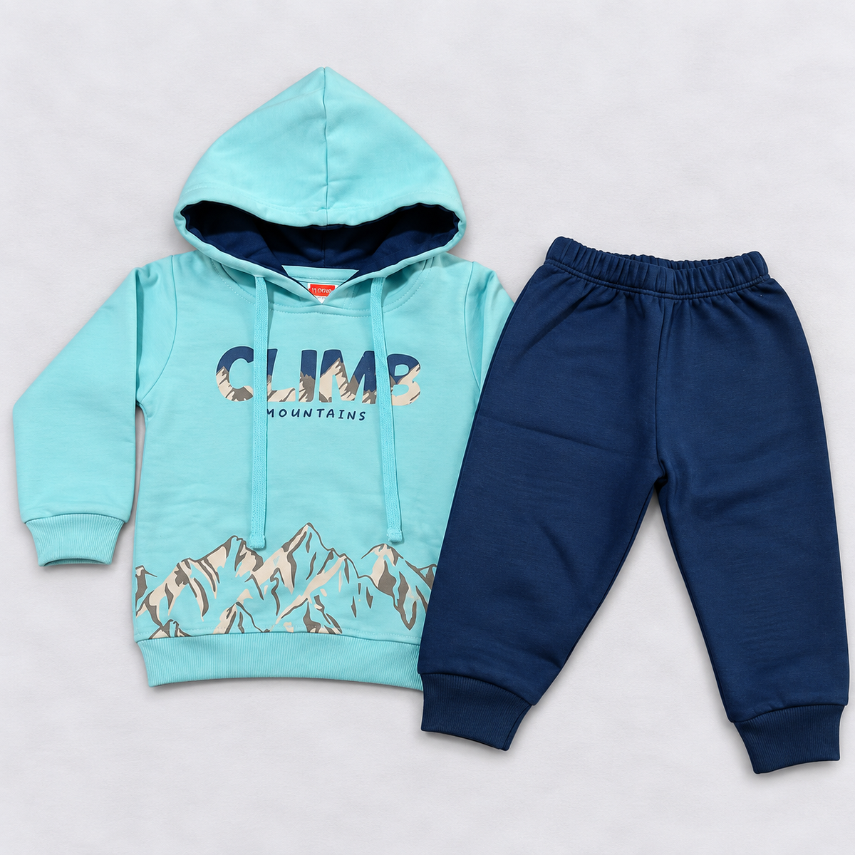 Luvlap Kids Blue Fleece Hoodie & Jogger Set | Winter Wear Co-Ord Suit