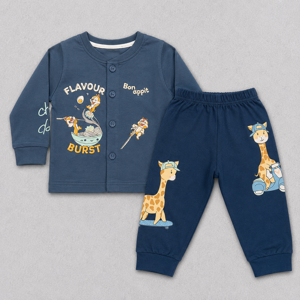 Cucumber Cartoon Print Top & Printed Pants Set