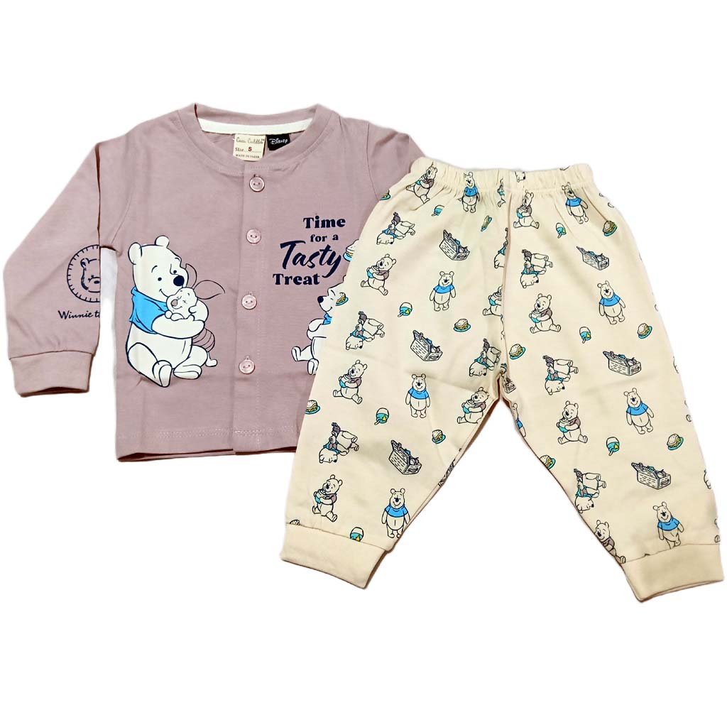 Cucumber Cartoon Print Top & Cream Printed Pants Kids Set - Cutypi