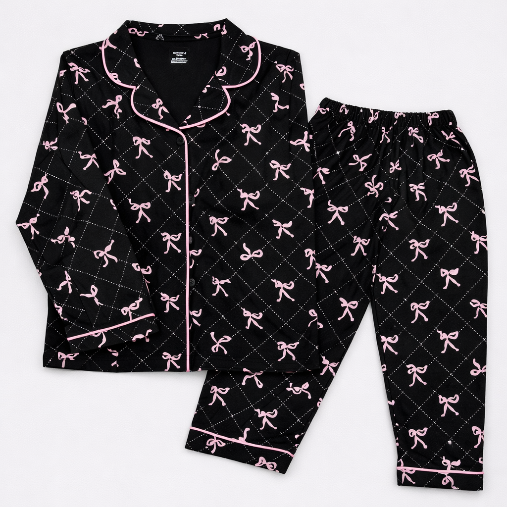 Cucumber Girl's Night Suit Printed Set – Button Down Top & Pajama - Cutypi