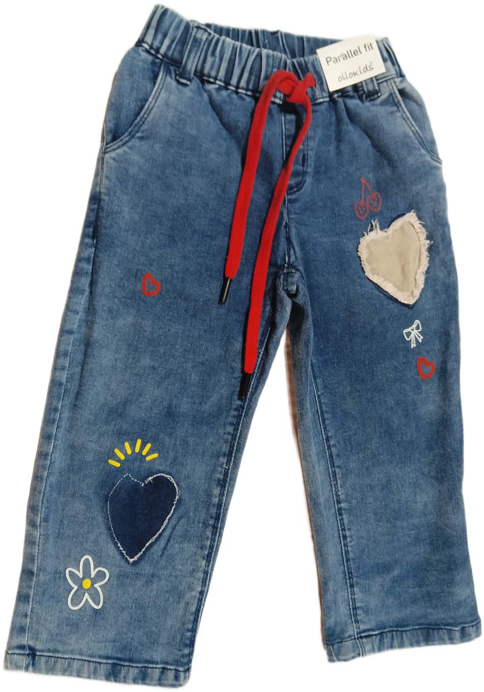 Baby Girl Fitted Fit Denim Jeans with Applique