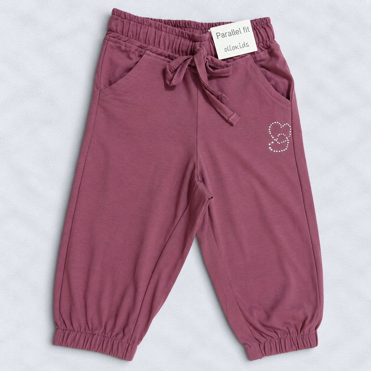 OlioKids Girls Pink Jogger Pants | Kids Casual Track Pants with Pockets