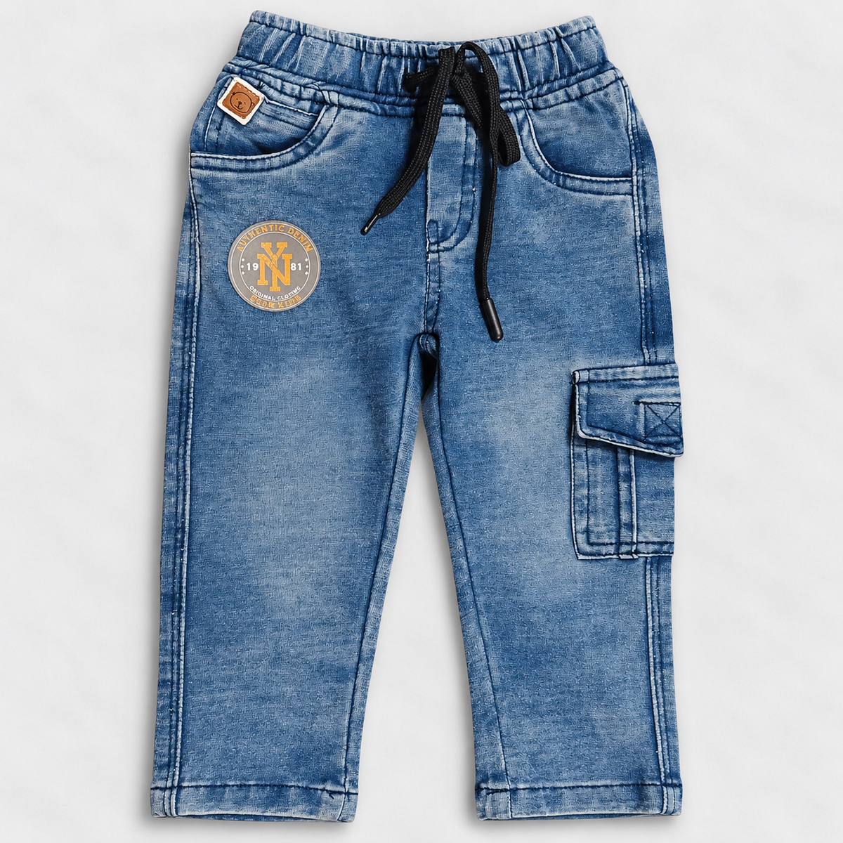 OlioKids Boys Blue Denim Cargo Jogger Pants | Kids Jeans