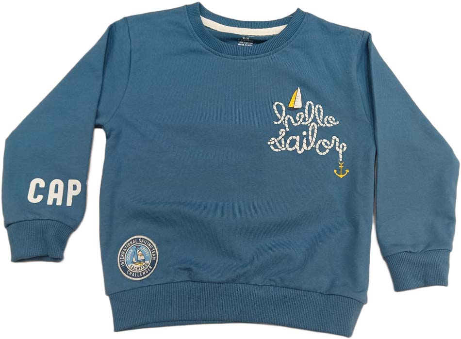 Cucumber Sinker Knit Full Sleeves T-Shirt & Lounge Pant Set - Teal Blue