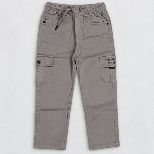 Boys Grey Cargo Pants | Kids Casual Trousers with Utility Pockets