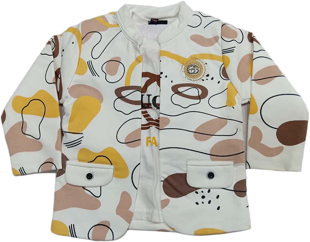 Boys Print Suit Set - Jacket,Pant & T shirt