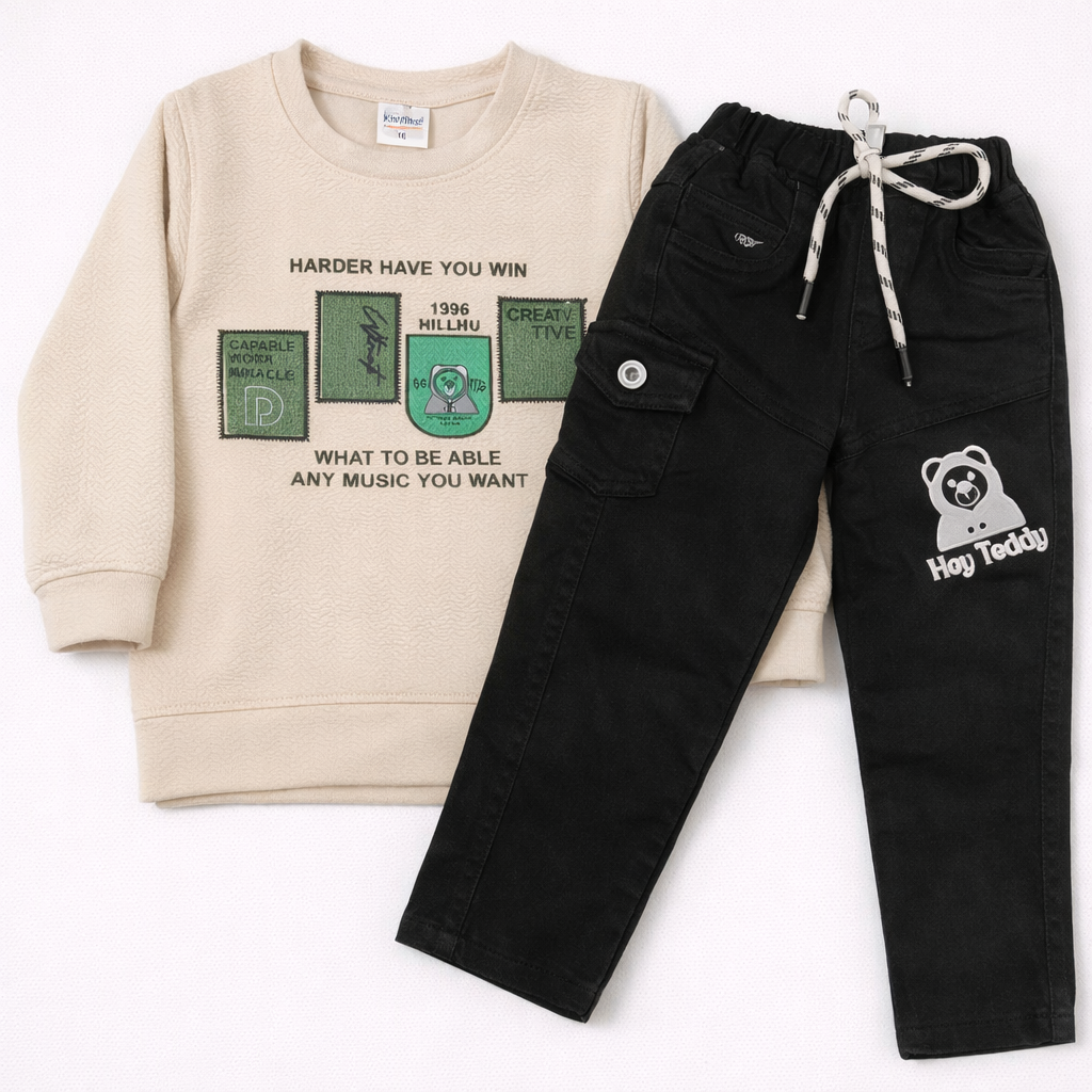 Buy Boys Graphics Print Full SleevesT-Shirt with Pant - Cream