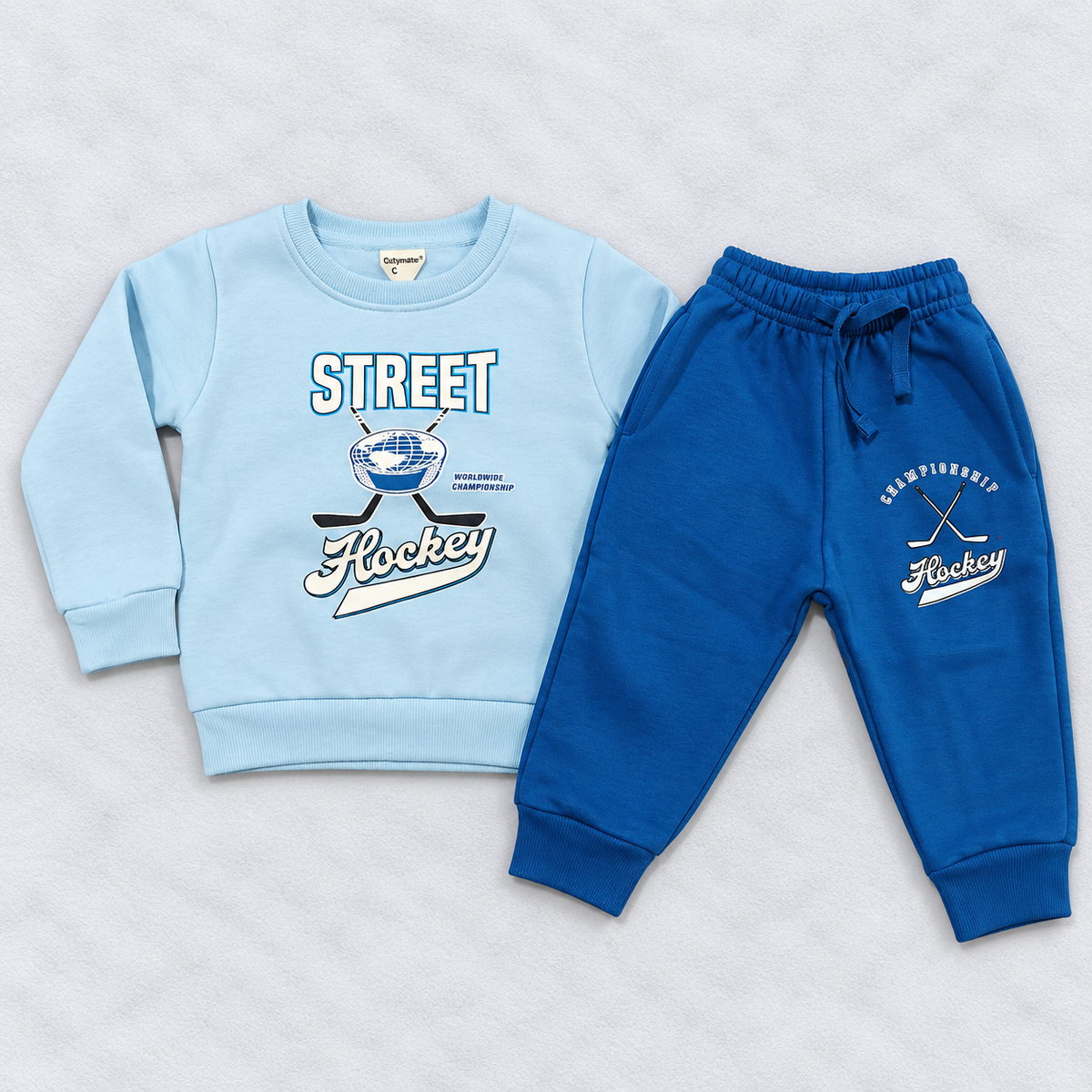 Kids Winter Thermal Sweatshirt & Pant Set – Hockey Print