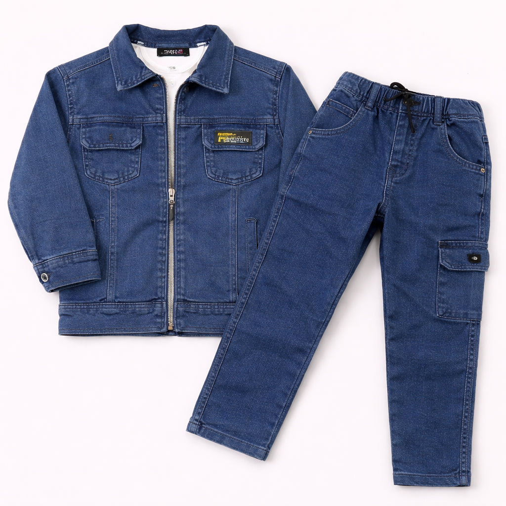City Boy Kids Denim Jacket & Cargo Jeans Set - Cutypi