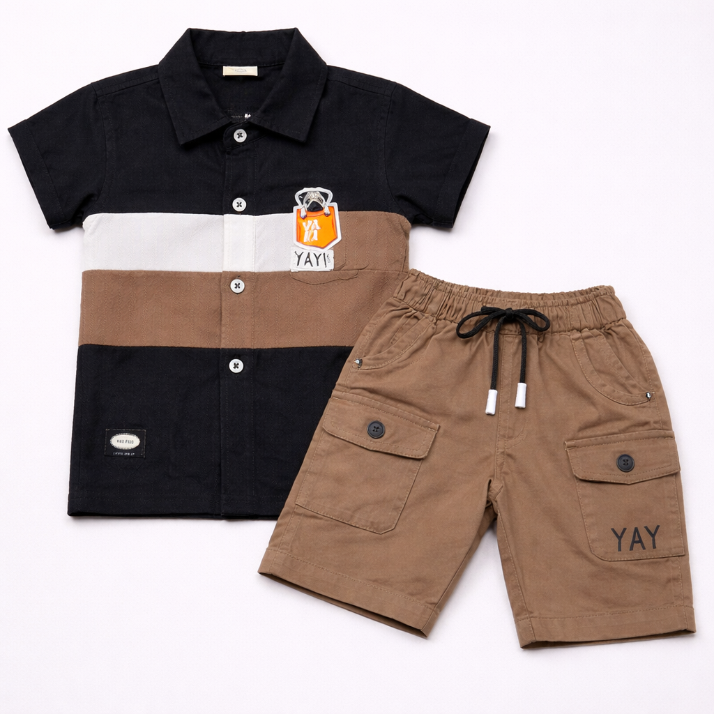 Revo Boys' color-blocked shirt and cargo shorts - Cutypi